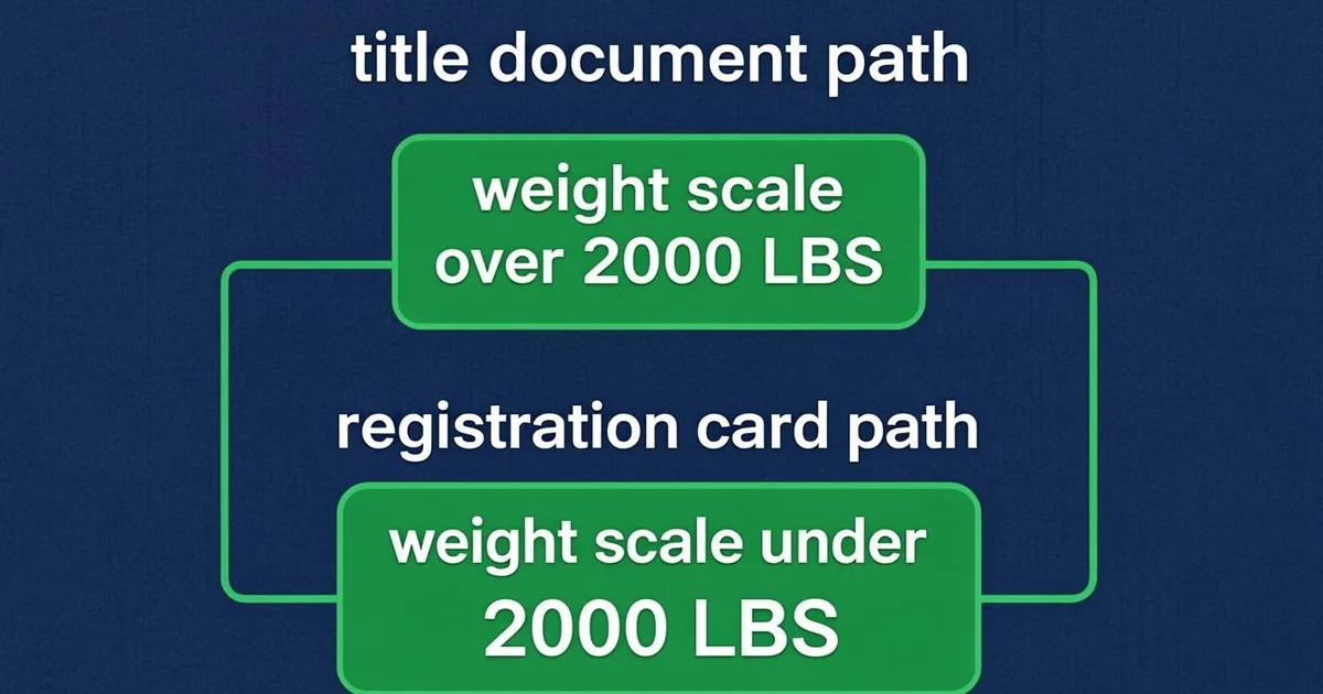Decision diagram showing title replacement versus registration-only paths for trailers