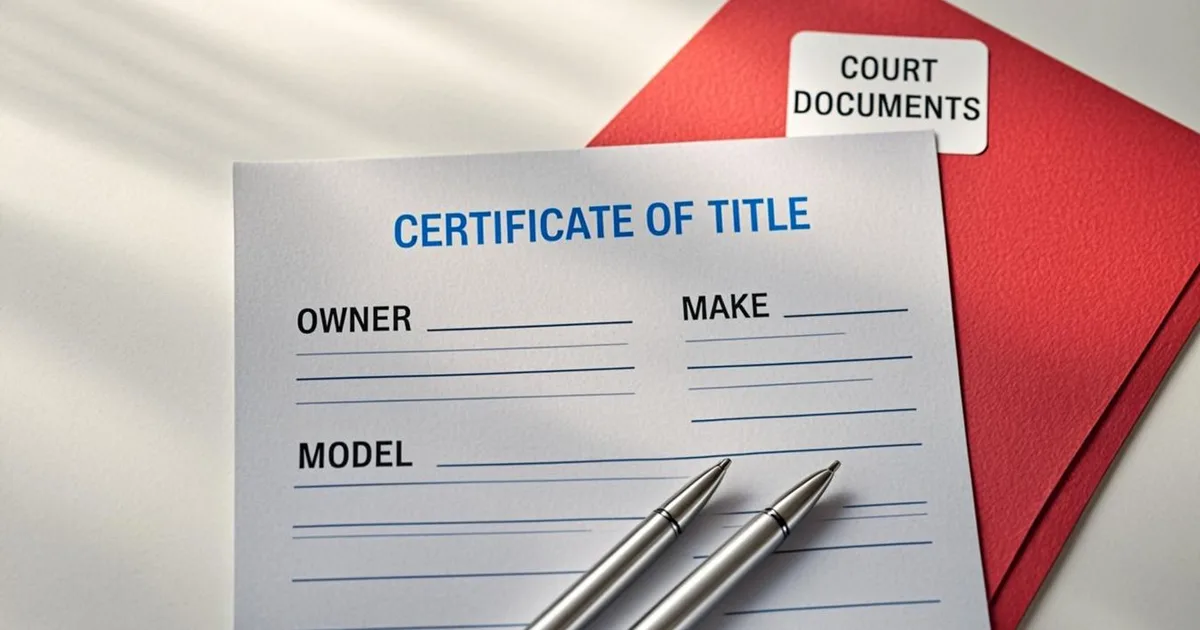 Divorce decree and car title documents needed for a DMV title transfer